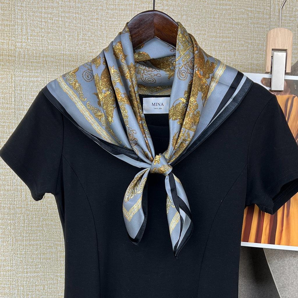 Elegant Temperament Mulberry Silk Silk Scarf Women'S Spring And Autumn Style Foreign Style Versatile 70 Square Scarf Silk Decorative Scarf