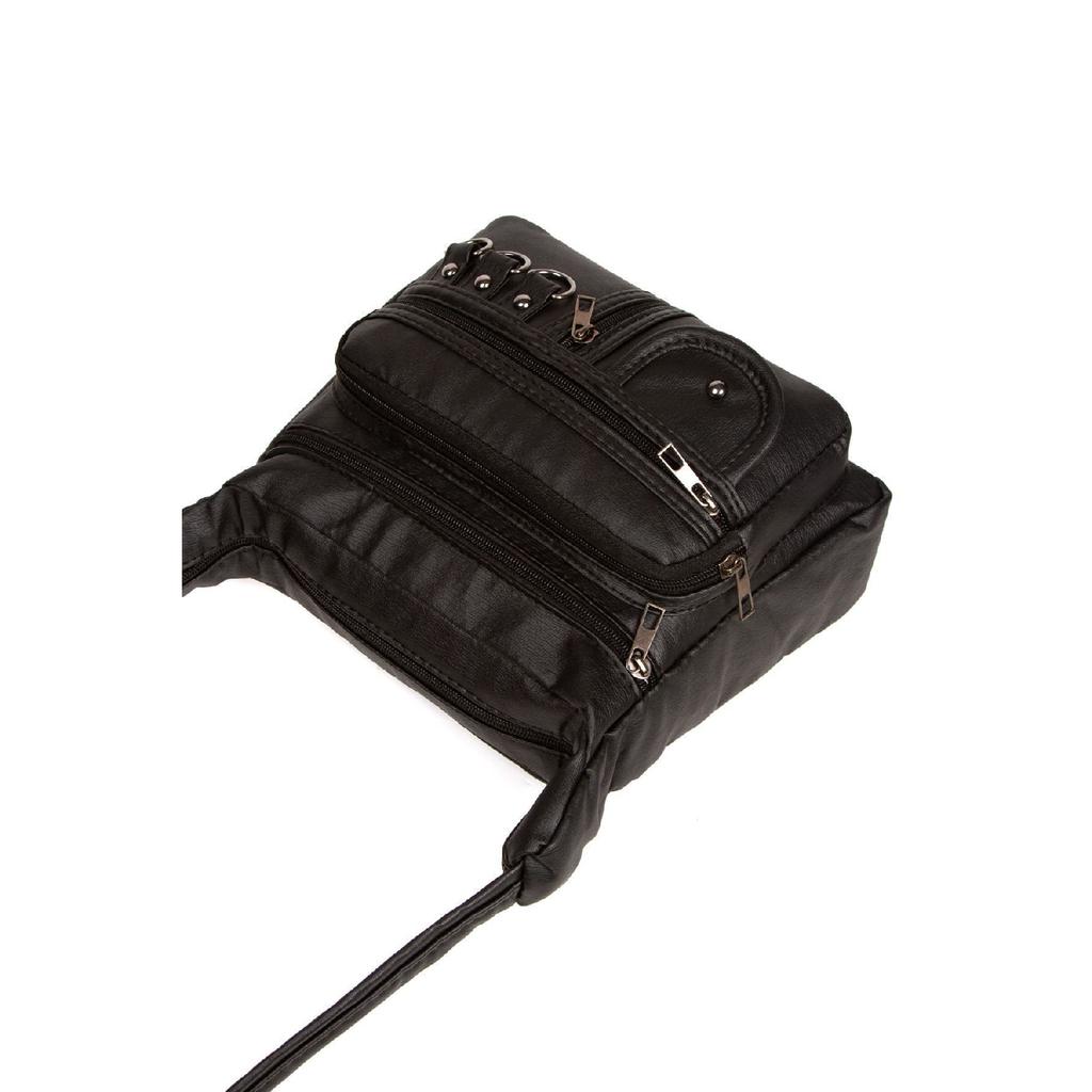 Women's Washing Leather Shoulder Bag Multi-compartment Women's Bag With Cross Strap Cross Strap