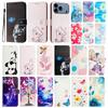 Цветной кошелек-чехол с рисунком для iPhone 17 Air 16 Plus 16E 15 Pro Max, роскошный, ударопрочный, с подставкой, держателем для карт, книжка-чехол