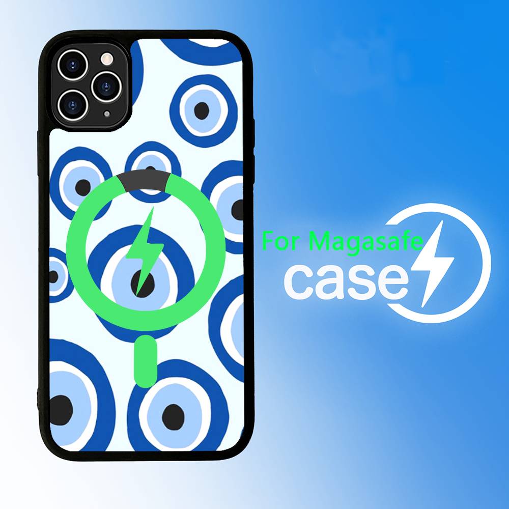 Чехол для телефона «Синий Глаз Удачи» и «Сглаз» для iPhone 16 15 14 13 12 11 17 Pro Max Plus Магнитная Беспроводная Защитная Крышка
