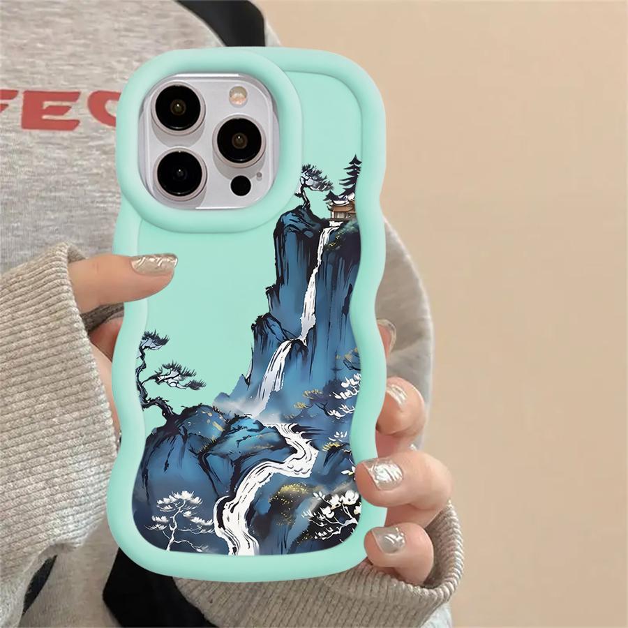Горы Вода Искусство Мягкий Чехол для Телефона для iPhone 17 Air 16 Pro Max 13 12 8 15 Plus 11 XR 14
