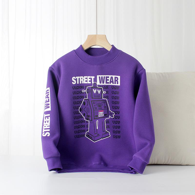 Korean Style High Collar Fleece Sweater for Kids - Warm Winter Long Sleeve for Boys