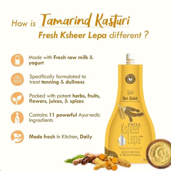 Nat Habit Ready-To-Apply Henna Paste & Tamarind Kasturi Lepa - Face Pack The Perfect Choice For Deep Conditioning with Rich Dark Brown Color