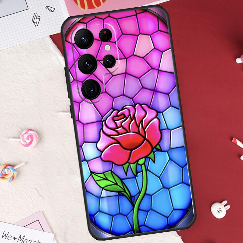 Stained Glass Rose Galaxys Case For Samsung Galaxy S24 FE S20 FE S21 S22 S23 S25 S26 Ultra S10 Plus S25 FE Cover Shell