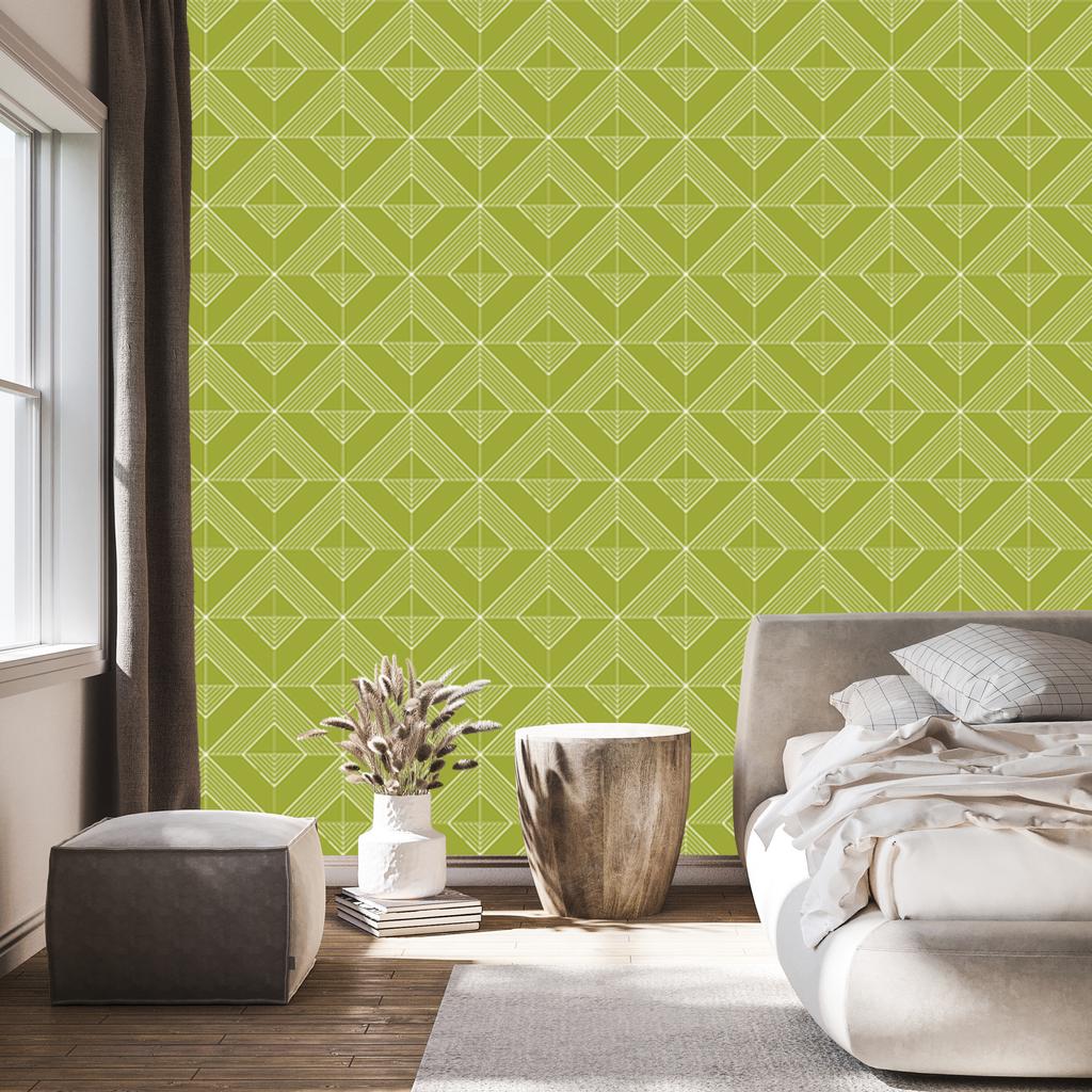 Geometric rhombus wallpaper yellow for living room and bedroom 50x1000