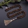 Натуральный камень 108 бусин Ожерелье с узлом-кисточкой из желтого тигрового глаза для йоги, медитации, молитвенные бусы и цепочка для свитера