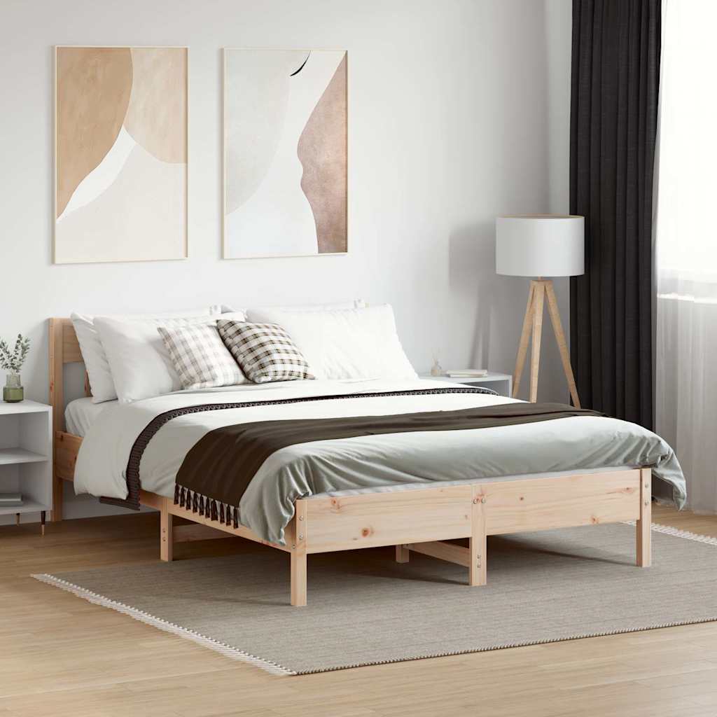 Vidaxl Rama Łóżka Bez Materaca, 150X200 Cm, Lite Drewno Sosnowe