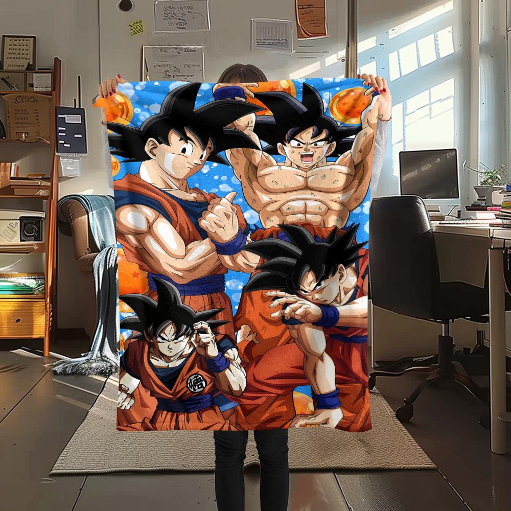 Фланелевое одеяло с принтом персонажей Dragon Ball, Высококачественное, Удобное для всех сезонов, Декор для дома, Тепло и уют, Идеально для рождественских подарков