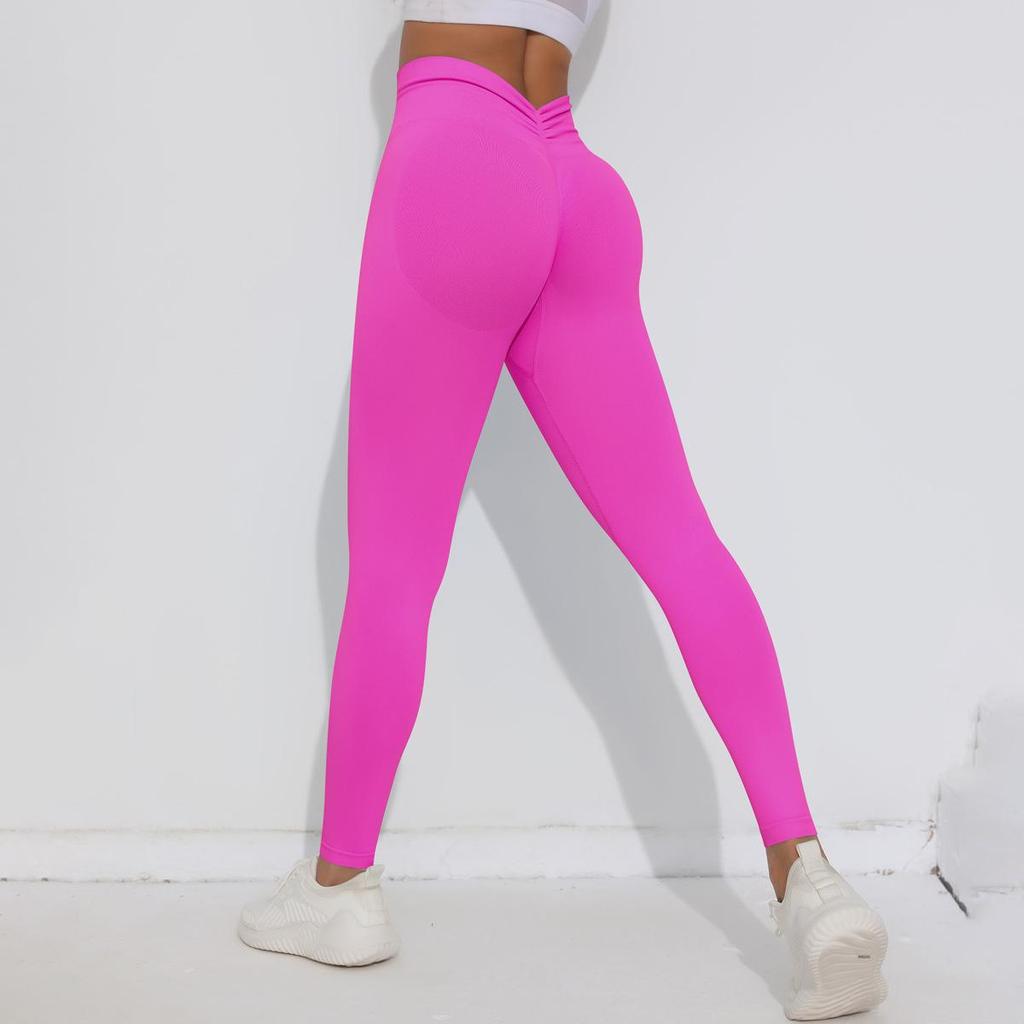 Women's High-Waist Seamless Knitted Yoga Leggings - Peach Hip-Lifting, Outdoor Fitness Running Pants