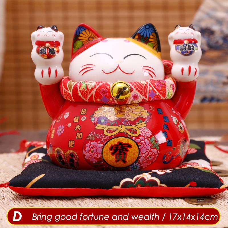 6,6-дюймовая керамическая копилка для монет Maneki Neko, удачливая кошка, копилка, украшение для дома, центральное украшение