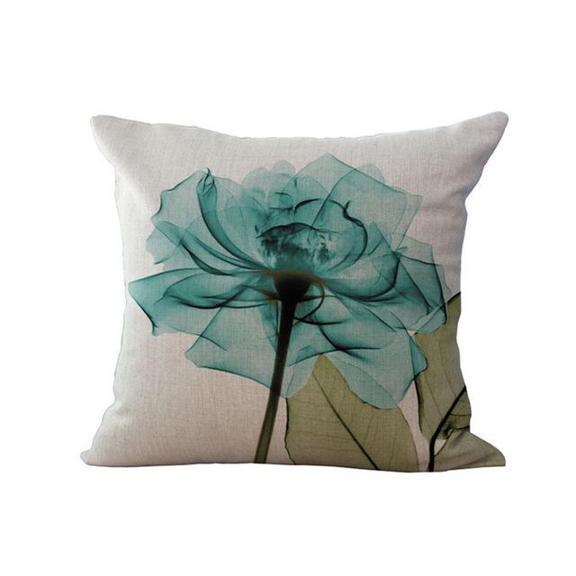 Beautiful Flower Printing Cushion Cover Plants Cotton Linen Throw Pillow Case Decorative Pillowcase For Sofa Cushion Cover Zt105