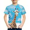 2024 Retro Giraffe 3d Print Casual Children's Clothing Top Tee Shirt Fashion T Shirt Animal Kids Boy Clothes Anime Short Sleeve