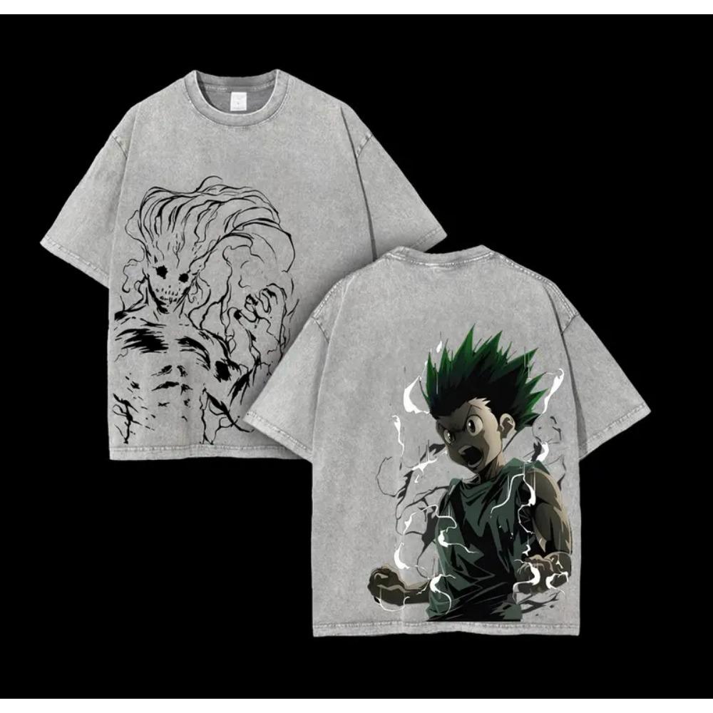 Hunter X Hunter Gon Freecss Anime Clothing Men Women T-shirts Short Sleeve Washed T Shirt Vintage Cotton Tshirt Harajuku Tops