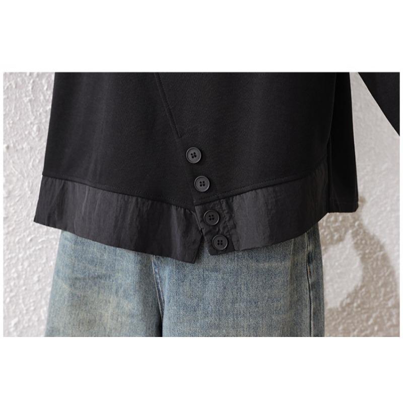 DIMANAF 2025 Женские худи и футболки больших размеров Черная осенняя футболка с длинным рукавом Свободные повседневные топы Футболки