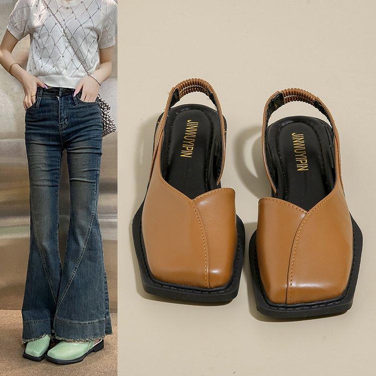 Мода Мода Плоские Женские Сандалии Низкий Каблук Римские Туфли с Простым Дизайном для Ежедневных Поездок, Сказочный Стиль Повседневные Одинарные Туфли для Женщин