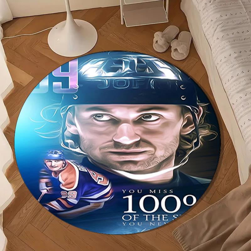 Gretzky: The Great One Round Rug for Livingroom,Bedroom, Palyroom, Chair Rug, Area rug, Circle Carpet, Large Size Decor Fan Christmas gift