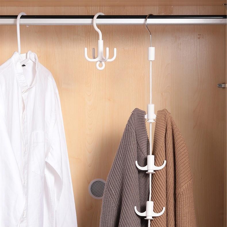 Rotating Prong Four Plastic Multi Functional Hanging Hook For Closet And Storage
