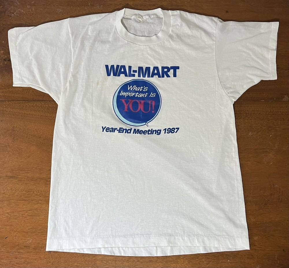 Винтажная футболка с одинарным швом Walmart Встреча в конце года 1987 Унисекс