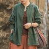 Женские винтажные пальто в китайском стиле на весну-осень, на пуговицах, однотонные, с карманами