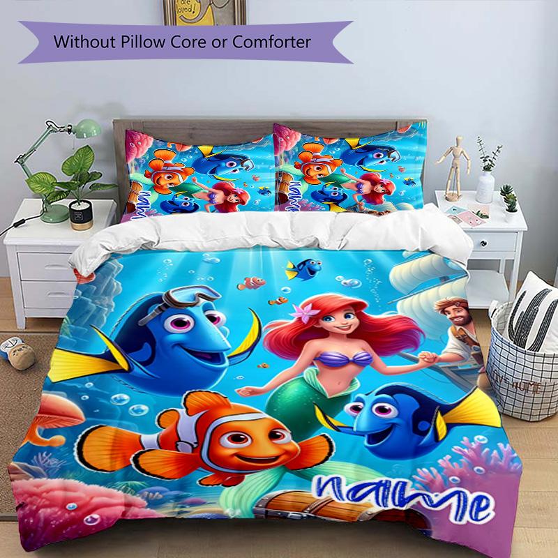 3pcs Princess9 Cover Set - Personalized Name, HD Printed Bedding with 1 Cover and 2 Pillowcases - Perfect for Home Decor, Easy Care