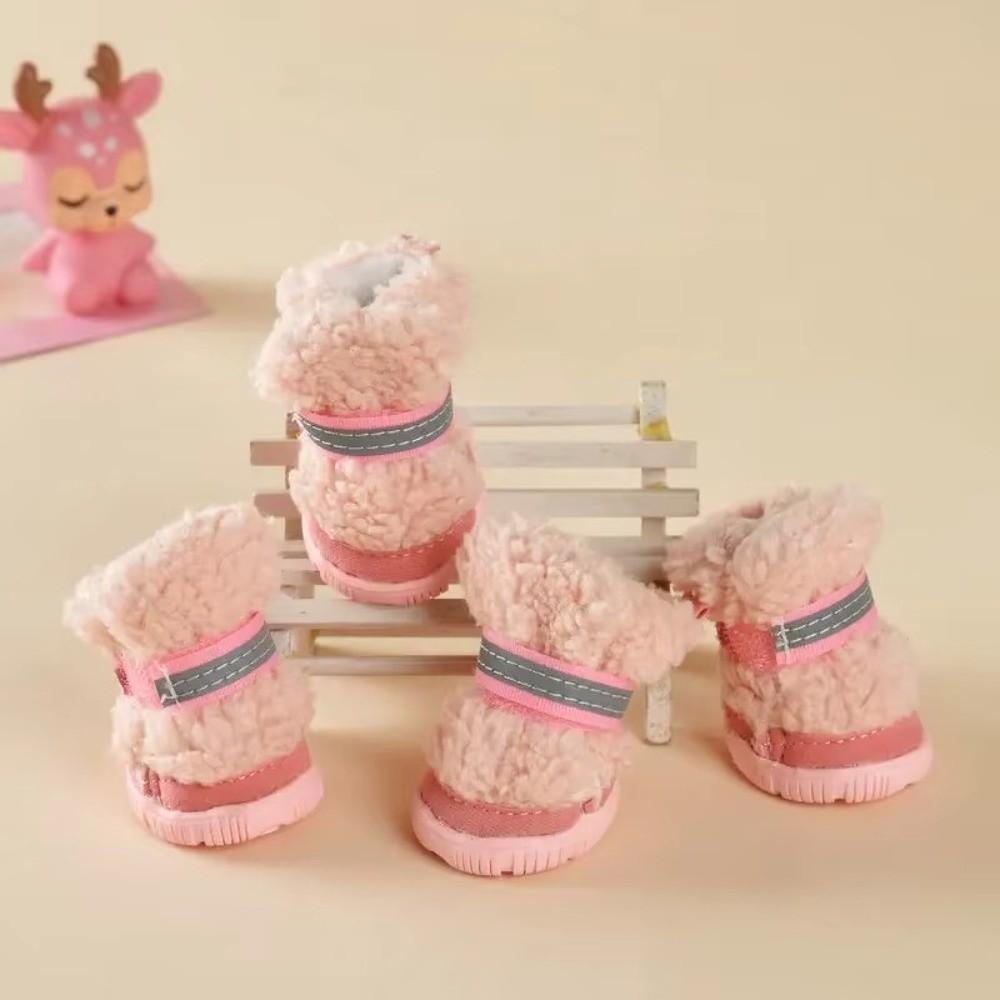 4Pcs Strong Grip Dog Shoes Anti-Scratch Warm Shoes Cozy Pet Shoes  Small Dog