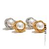 Fashion Simulated-Pearl Round Flower Stud Earrings for Women 316L Stainless Steel Elegant Charm Jewelry Accessories Gift