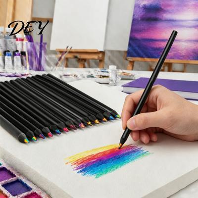 Канцтовары для художественного класса для учеников, 12 шт., цветные карандаши «Радуга», с черным деревянным корпусом и прочным грифелем для школьных проектов, для тренировки рисования