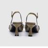 Fashion Women Sandals Pointed Toe Summer Dress Shoes Thin High Heels Back Strap Rivet Design Casual Pumps Ladies Black Mid Heel Sandals