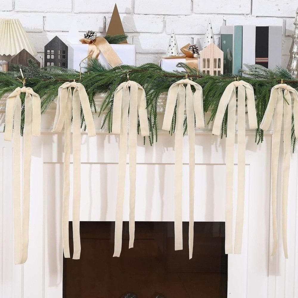 6pcs/set Christmas Gift Velvet Bows Vintage Velvet Ribbon Bow New Christmas Tree Bows