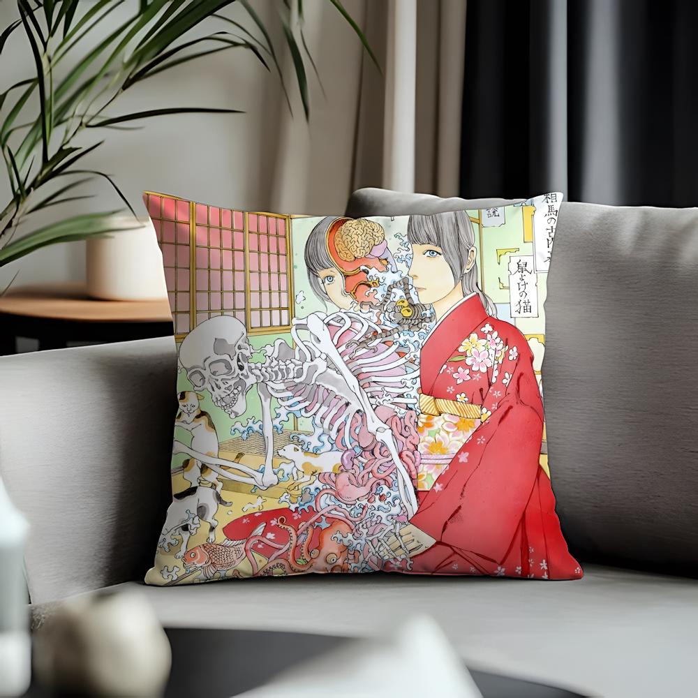 Viral SShintaro Kagoied Cushion Cover Antidustmite Pillowcase Invisible Zipper Silky Short Plush Sofa Cushion Cover