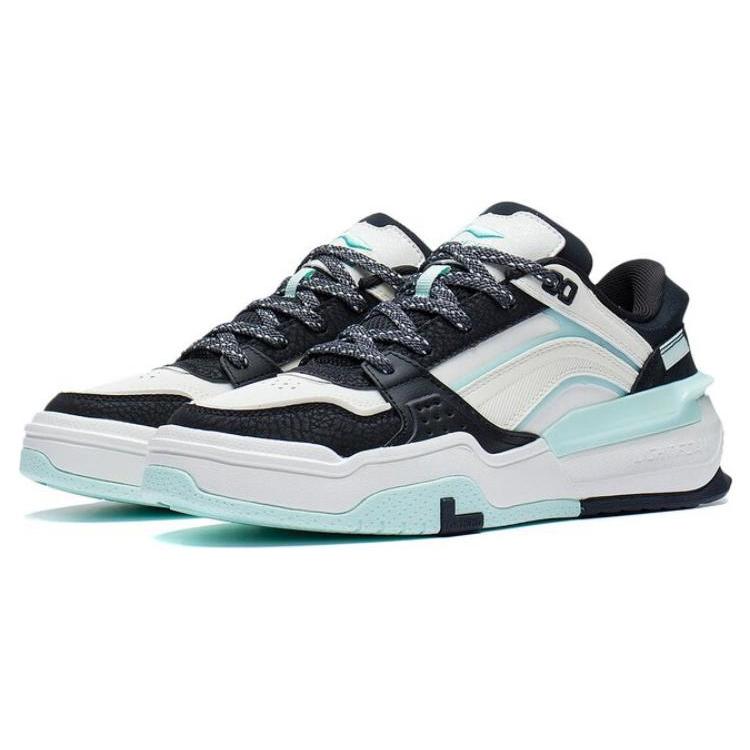 Li Ning Canchun Модные трендовые низкие спортивные повседневные кроссовки женские Черно-бело-синие AGCS246-1
