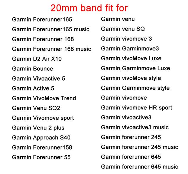 Браслет Совместимый с Garmin Forerunner 245 Оригинальный Мужской Женский Ремешок для Часов с Быстросъемным Креплением для Garmin Forerunner 165 20 мм