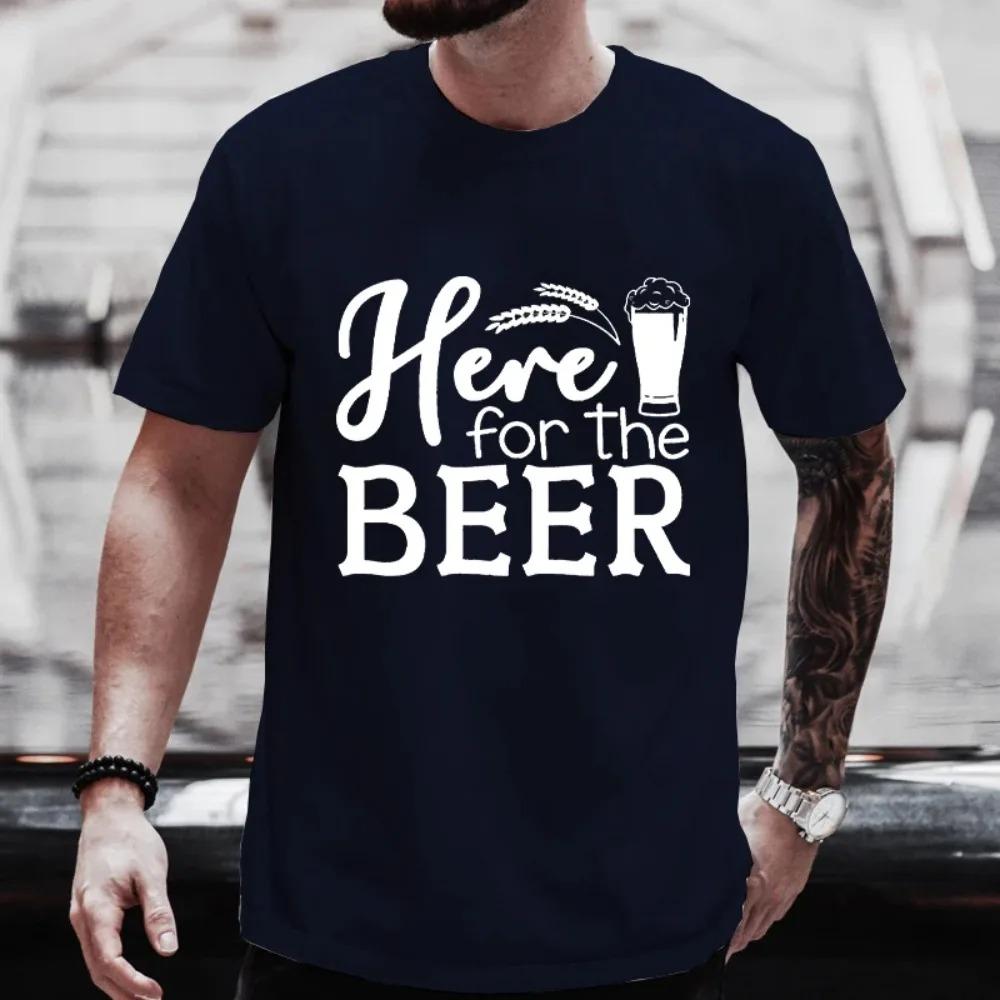 Здесь для The Beer Graphic Graphic Футболки для мужчин Y2k Streetwear Beer DAY Drinking Party Tops Одежда больших размеров Футболки с коротким рукавом