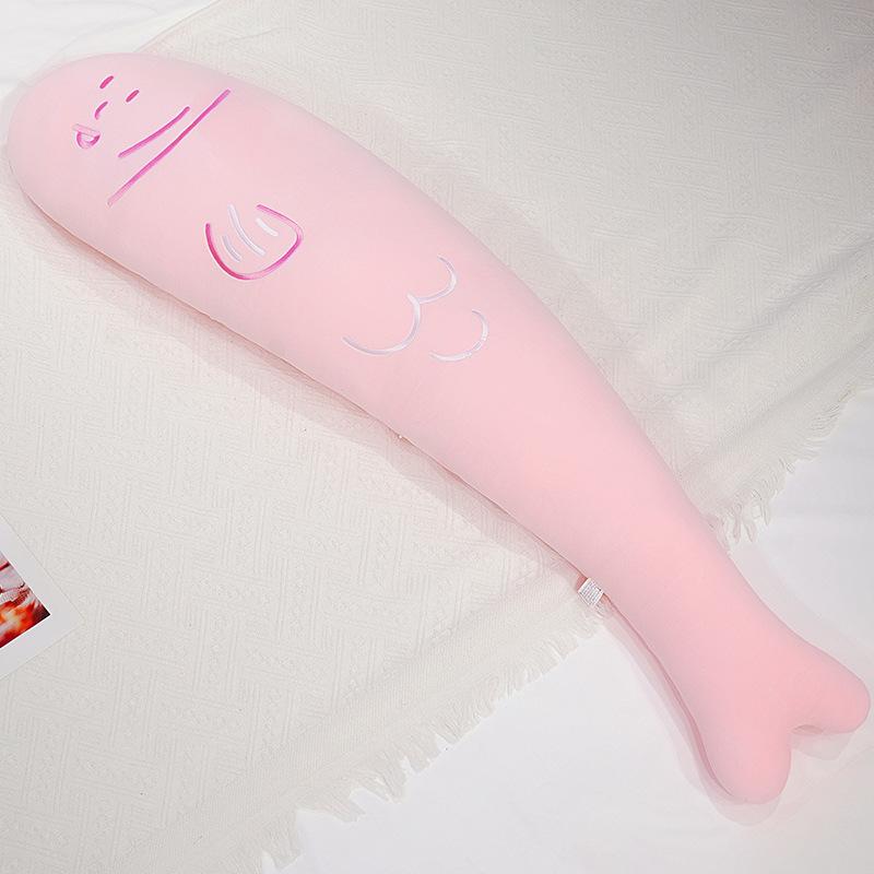 Длинная подушка-рыба, девочки спят на кровати, тряпичная кукла для ног, кукла соленая рыба, спящая на боку, плюшевая игрушка для мальчика