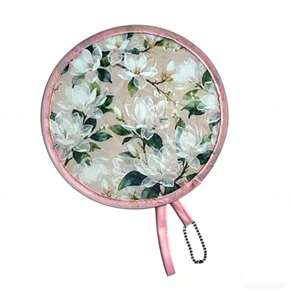Summer Handheld Folding Fan Polyester Mini Folding Fan Portable Round Foldable Fan Men Women