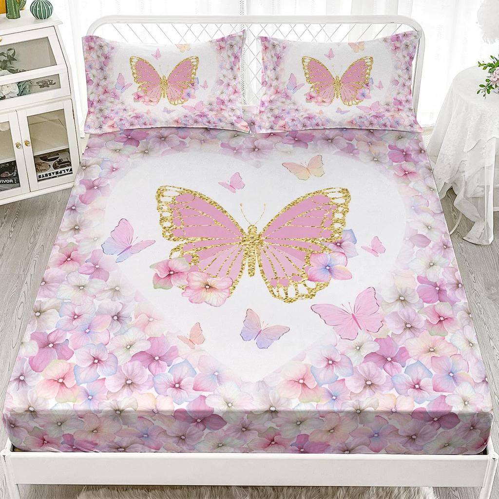Красивый матрас с узором бабочек, трехпредметный комплект постельного белья с цифровой печатью, для взрослых и детей