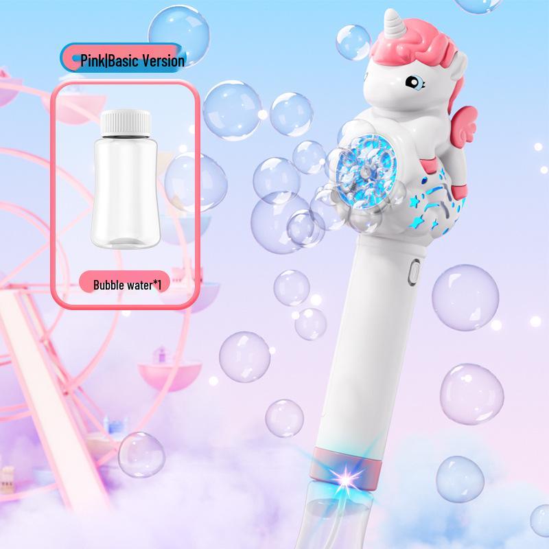 Unicorn Electric Bubble Maker: Kids' Automatic Light-Up Bubble Gun Gift