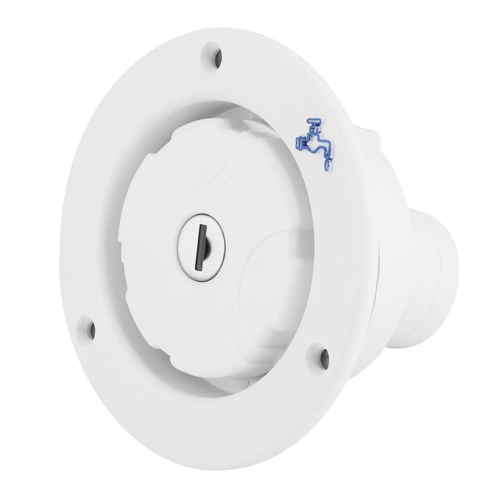 Круглый вход для воды, запорный клапан, порт заполнения бака, WKey для автофургона, яхты, кемпинга, автомобиля, прицепа, белый