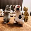 6Pcs Threatening Cat Figurine PVC Cartoon Social Kitten Statue Animal Sculpture Home Office Desktop Bookshelf Decoration Ornament
