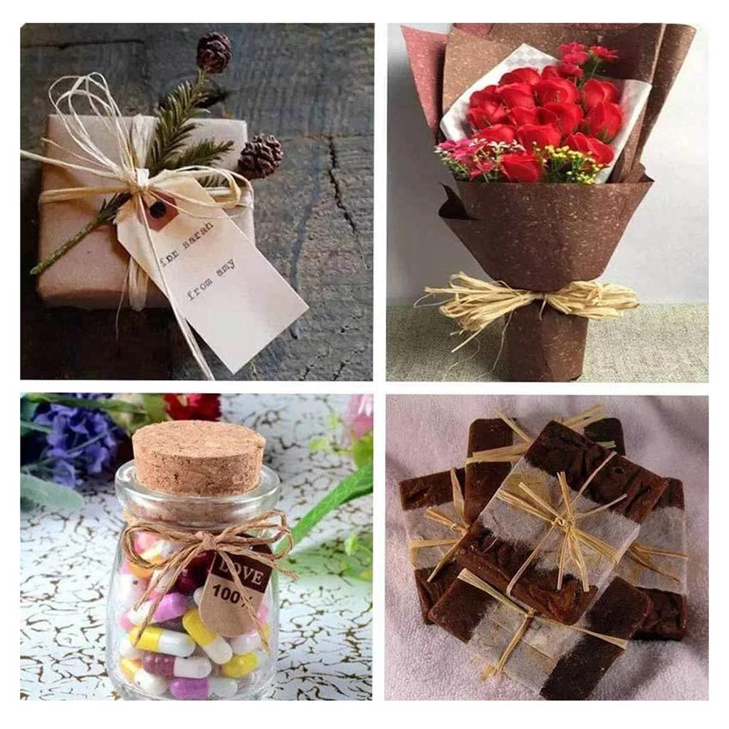 200M Paper Raffia Ribbon Cord Craft Twine Rope String DIY Chocolate