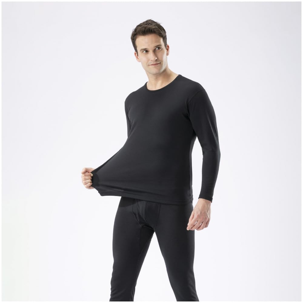 Mizuno Breath Thermo Medium Thickness for Active Crew Neck Long Sleeve Size S Underwear, Heat-Generating Innerwear, Shirt, Men's, Black,