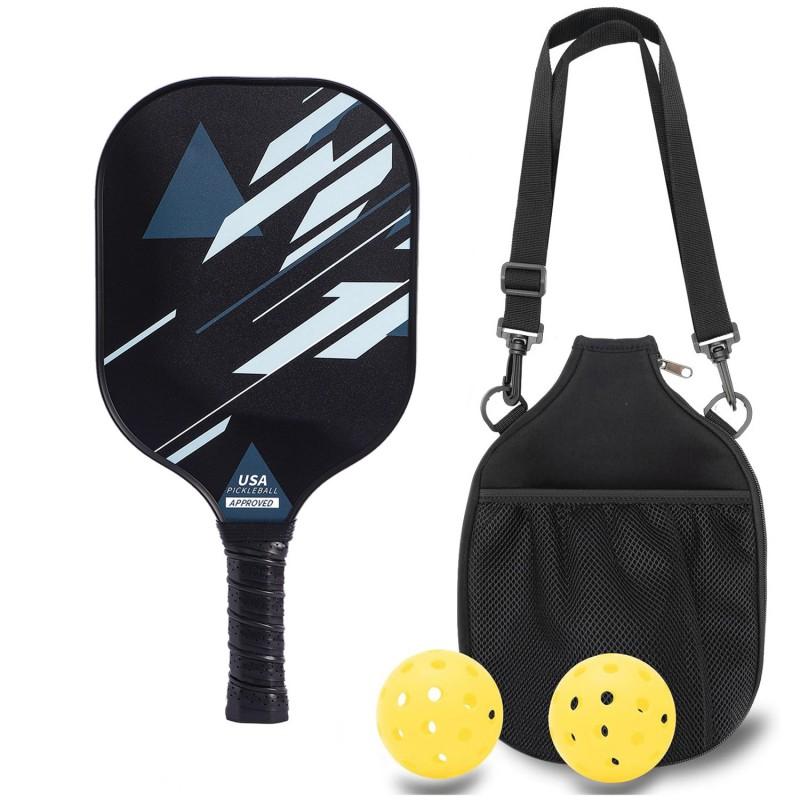 Carbon Fiber Pickleball Paddle Set With 2 Balls Carry Bag Outdoor Court Play