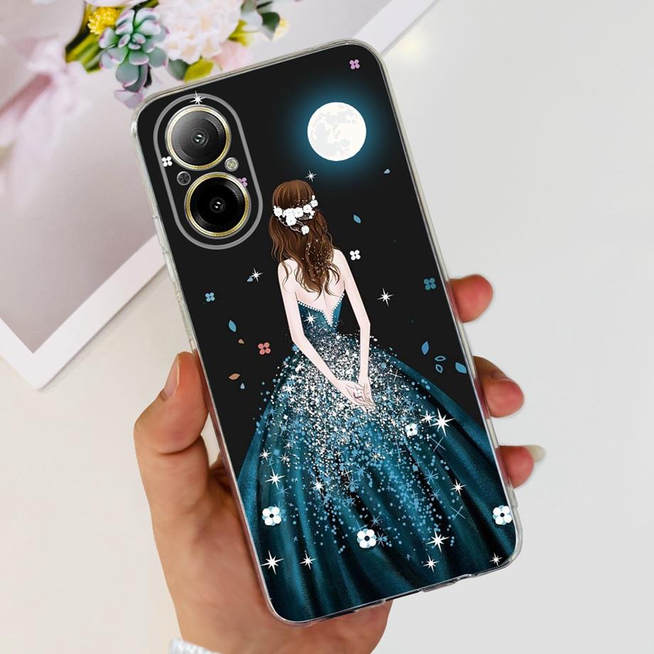 Мягкий ТПУ Бампер Чехлы Для Realme C67 4G RMX3890 Задняя Крышка Тонкий Прозрачный Силиконовый Чехол Для Телефона Женская Мода Рисунок Funda C 67 4G