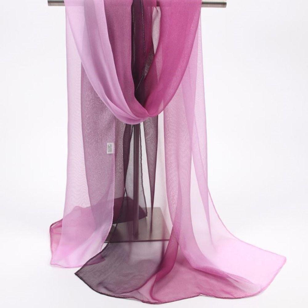 Sun Protection Shawls Gradient Solid Color Pashmina Summer Wrap Hijab  Women