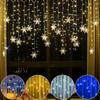Christmas Snowflake LED String Lights Flashing Fairy Lights Curtain Lights Fancy Holiday Party New Year Decoration
