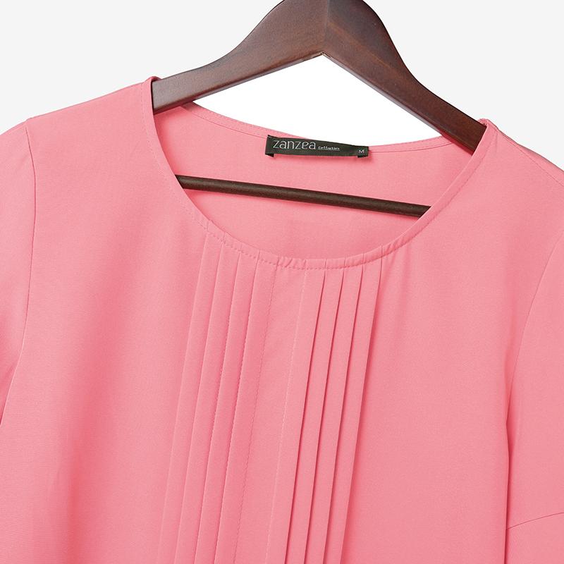 ZANZEA Женская повседневная блузка с круглым вырезом и рукавом 3/4
