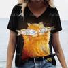 Summer Women's T Shirt Cat Print Casual Short Sleeve 3d T-Shirts Fashion Streetwear Crew Neck Pullover Female Oversized Clothing