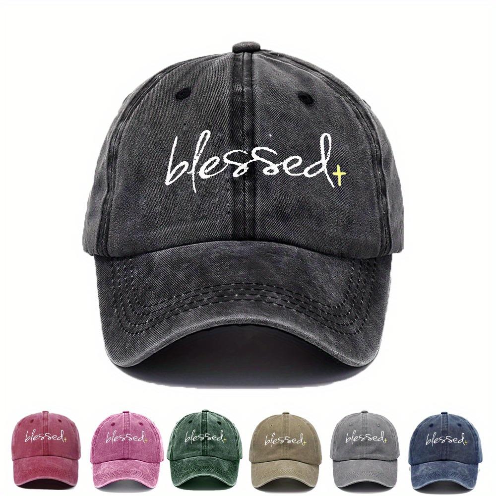 Blessed Embroidered Washed Baseball Cap Adjustable Dad Hat with Curved Brim for Fishing Outdoor Activities Casual Wear Uni