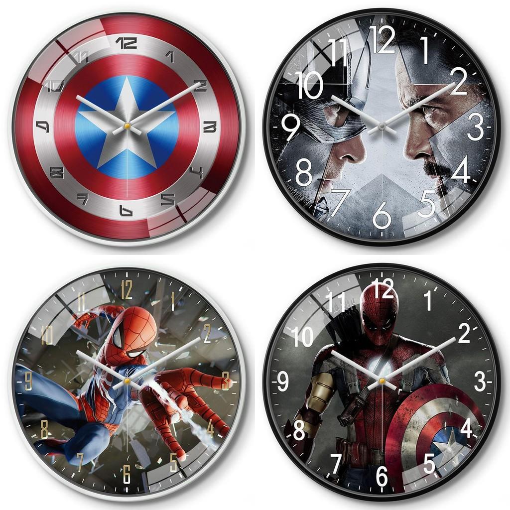 Marvel Captain America Iron Man Spider Man Pattern Wall Clock For Kids Room Decor