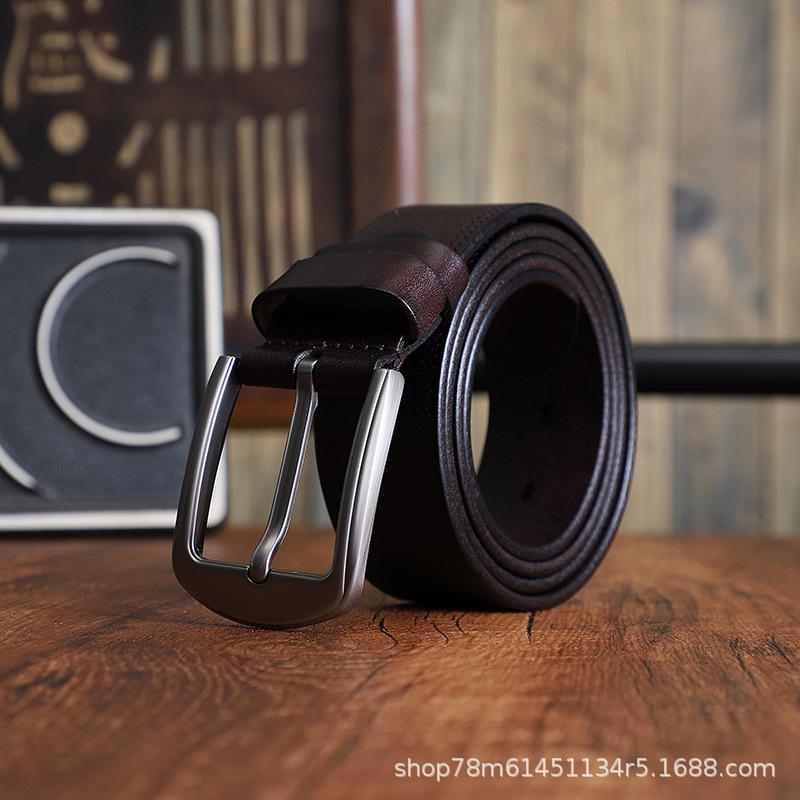 Retro Belt Leather Pin Buckle First Layer Pure Cowhide Handmade Personalized Casual Jeans Youth Versatile